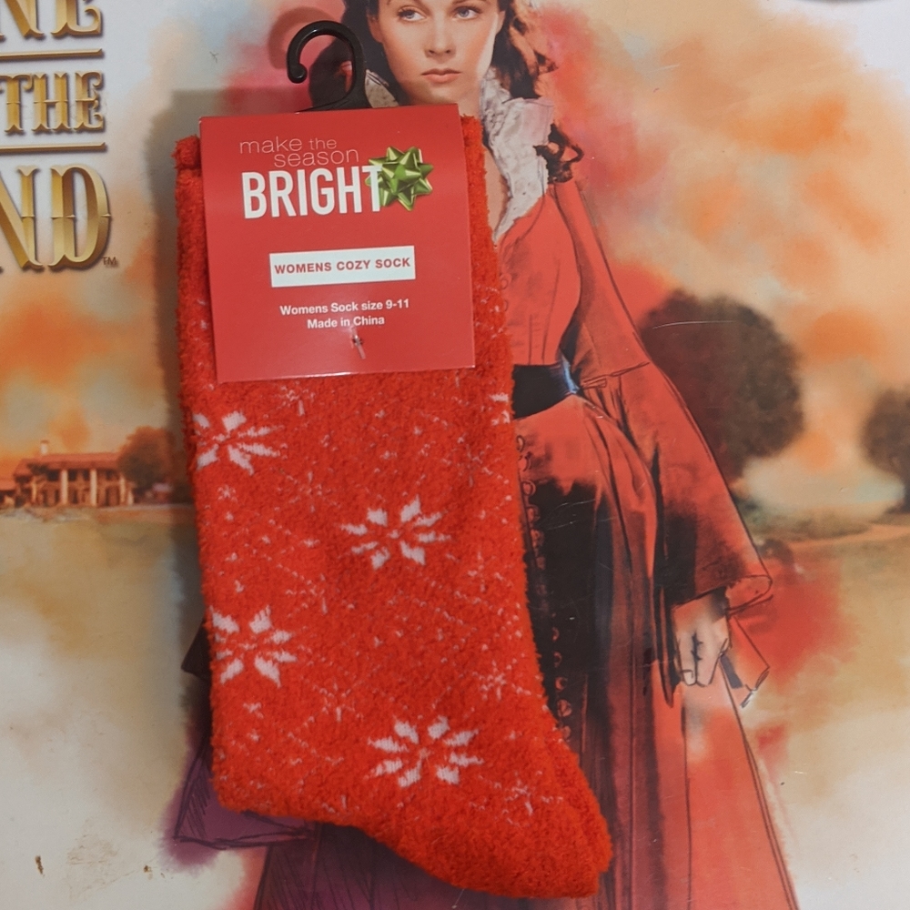 SALE Make The Season Bright Red and White Snowflake Christmas Cozy Socks